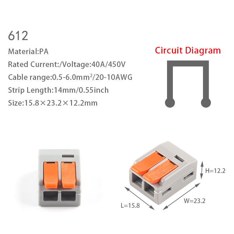 10PCS Cable Connector 6mm2 Universal Compact Quick Connectors Cable For Household Wire Terminal Connector Push-in with Lever: 10PCS 612