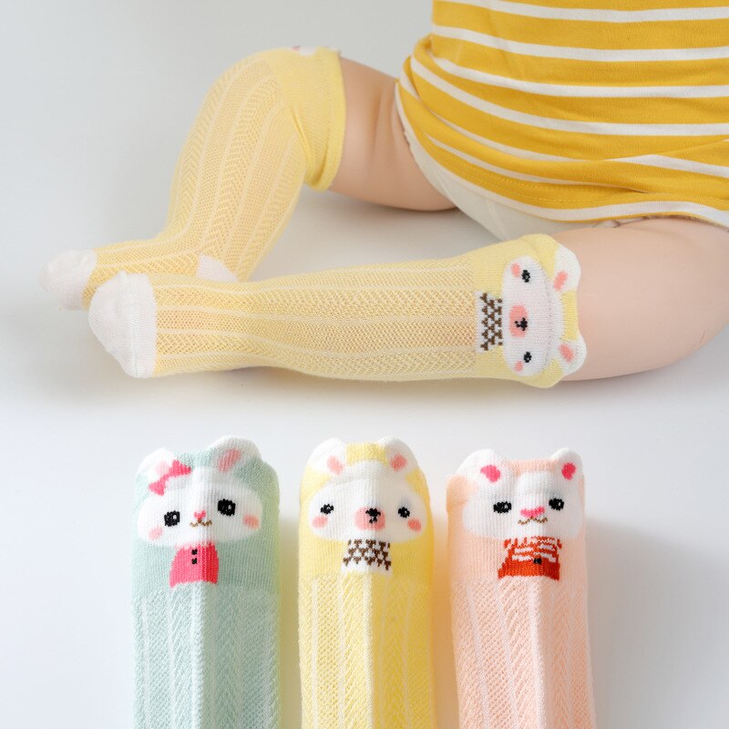 Chaussettes d'été en maille, 3 paires/lot, pour bébés filles, chaussettes en maille, animaux, moustiquaire, Long Tube, pour enfants 0-3 ans: Style E / 1-3Y