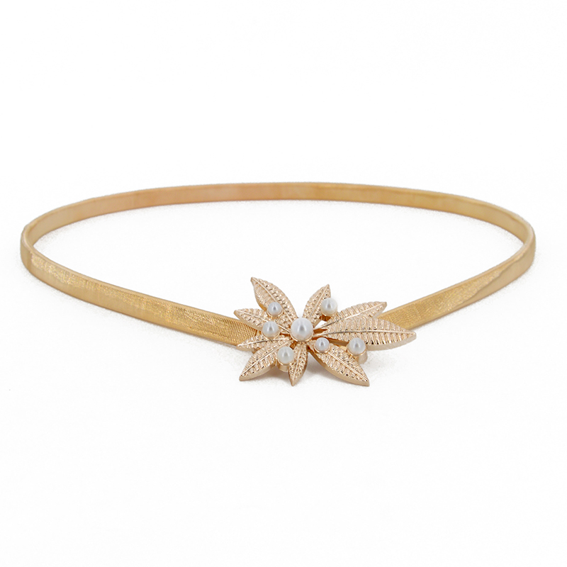 Cinturones elásticos de lujo para mujer, cinturón de cintura para mujeres y niñas, cinturón elástico con forma de hoja de flores, cinturones para mujer