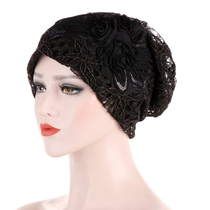 Gorro turbante de encaje Floral para mujer, gorros árabes musulmanes, gorros de quimio, gorros de flores, gorros con diamantes de imitación, gorro de oración