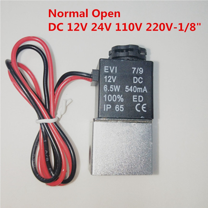 Dc 12v 24v 110v 220v 380v magnetventil 1/8 " 2- vejs normalt åbne direktevirkende pneumatiske ventiler til vandluftgas