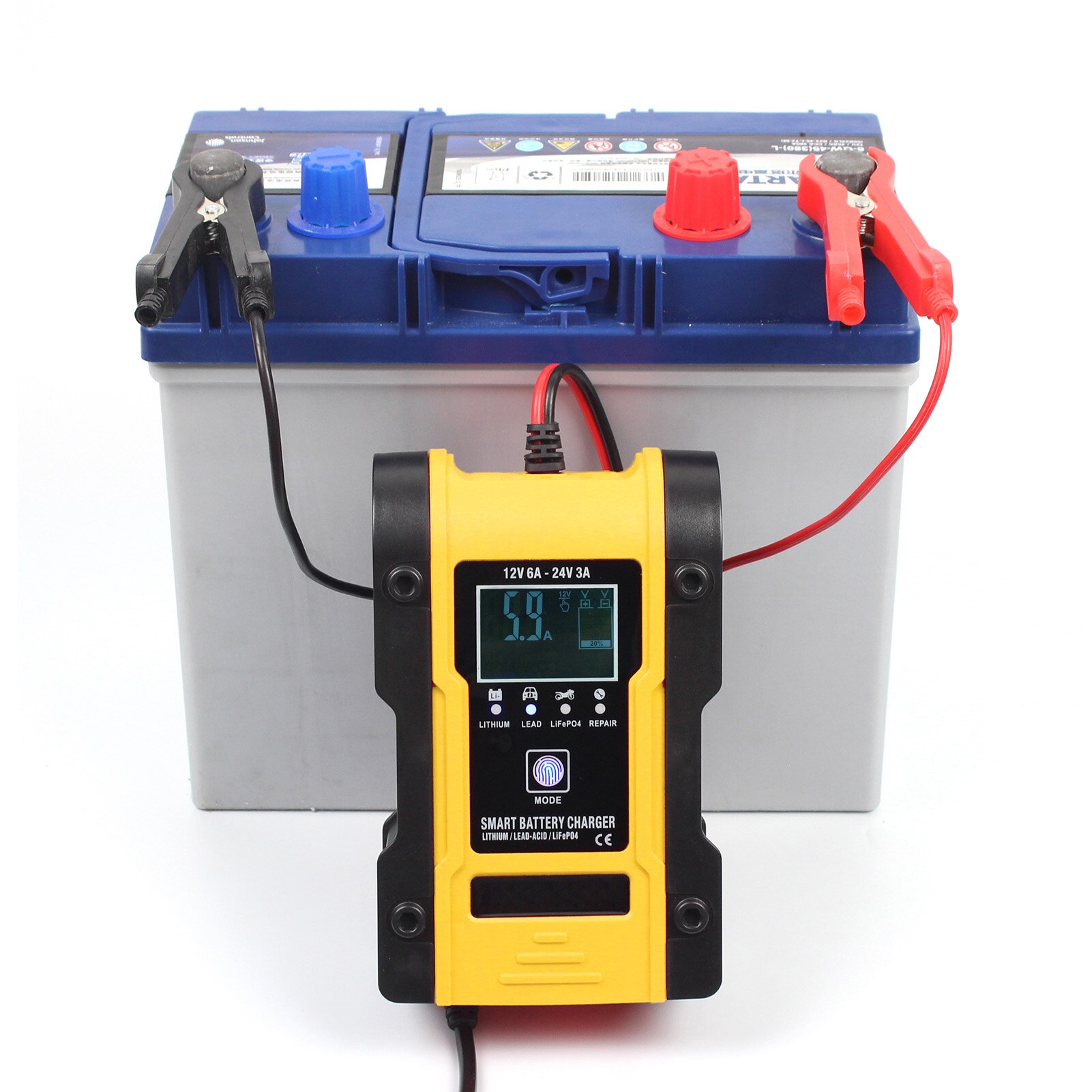 12V 6A Full Automatic Battery-chargers Digital LCD Display Car Battery Chargers 7-Stages Charging Power Puls Repair Chargers