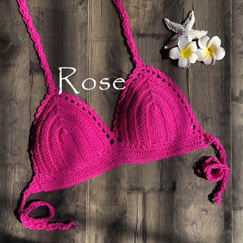 Bikini solidi Mujer costume da bagno all'uncinetto Bikini rosso Top in maglia Bikini Sexy reggiseno da nuoto da donna costumi da bagno femminili di grandi dimensioni s-xl 2019 nuovo