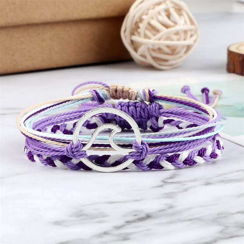 impostato di braccialetti intrecciati regolabili corda viola filo corda albero della vita simbolo OM braccialetto di amicizia per donna uomo gioielli fatti a mano