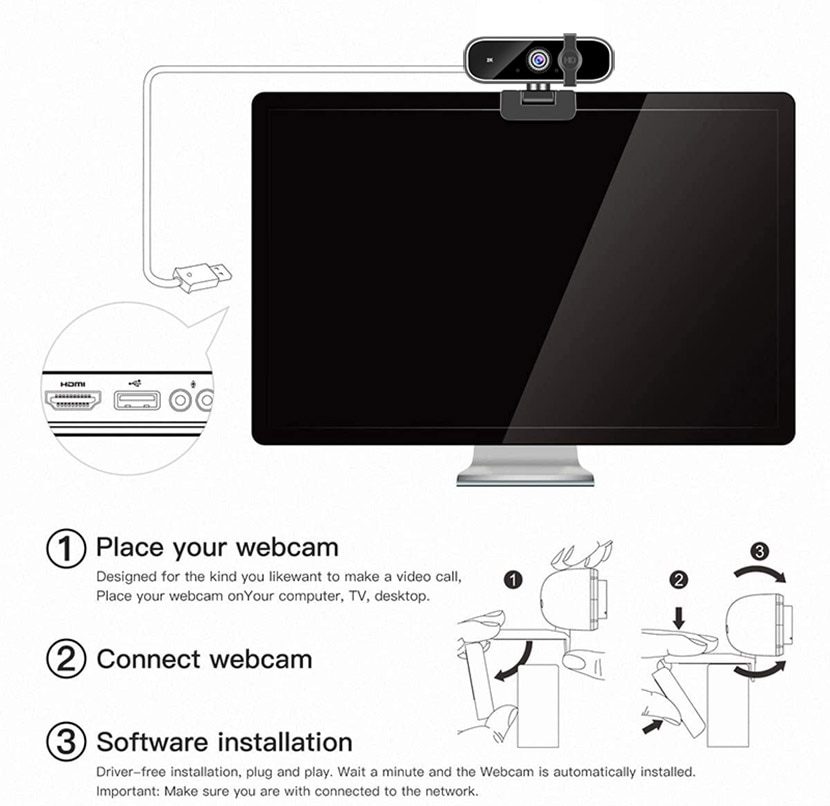 2K Webcam Mini Computer Pc Webcamera Met Microfoon Draaibare Camera 'S Voor Live-uitzending Video Bellen Conferentie Met Stand