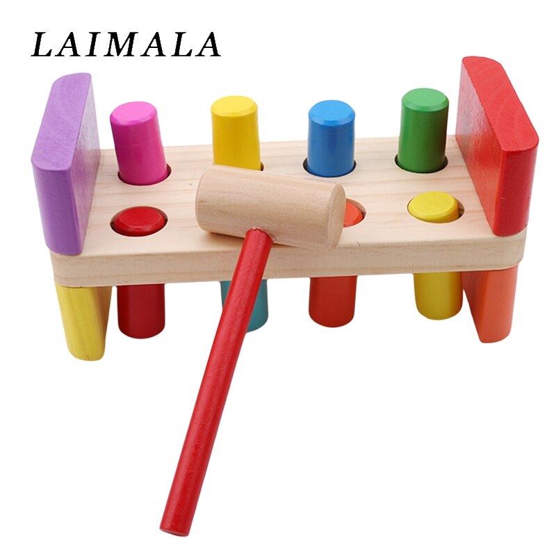 1 Beat Toy Educational Cartoon colorato carino martello di legno Beat Toy Intelligence Toy per neonati neonati bambini bambini