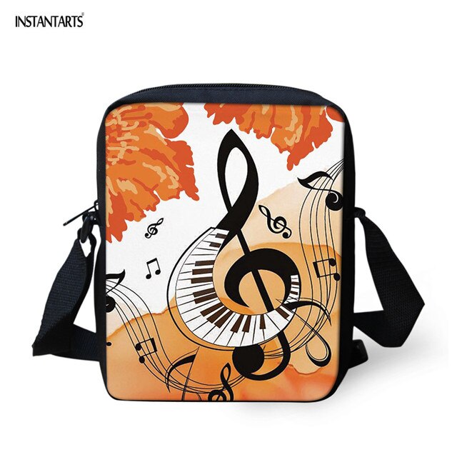 INSTANTARTS Music Note Piano Crossbody Bag Brand School Student Bookbag Mini Messenger Bag Flap Handbag Schoolbag: HM10084E