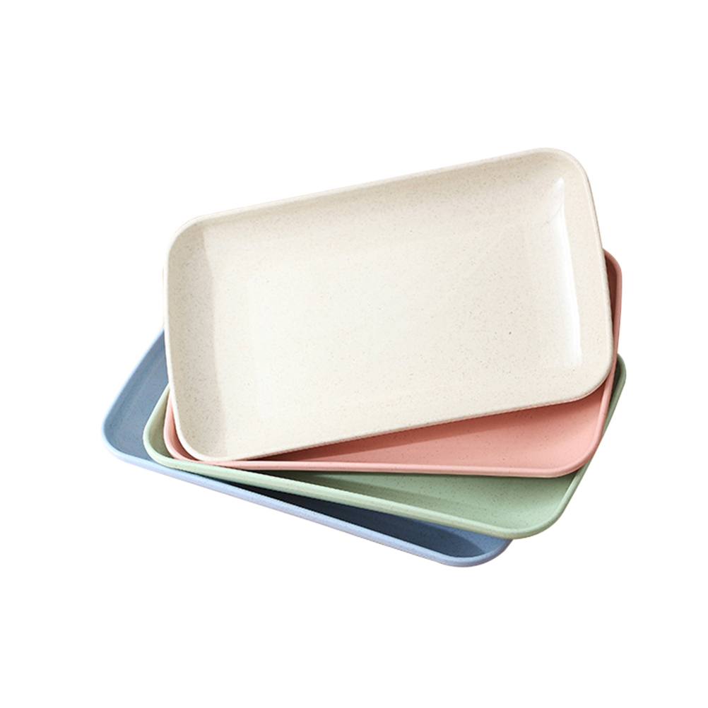 4pcs Dinner Plate Food Grade Lightweight Eco-friendly Dinner Dish for Home Hotel Restaurant
