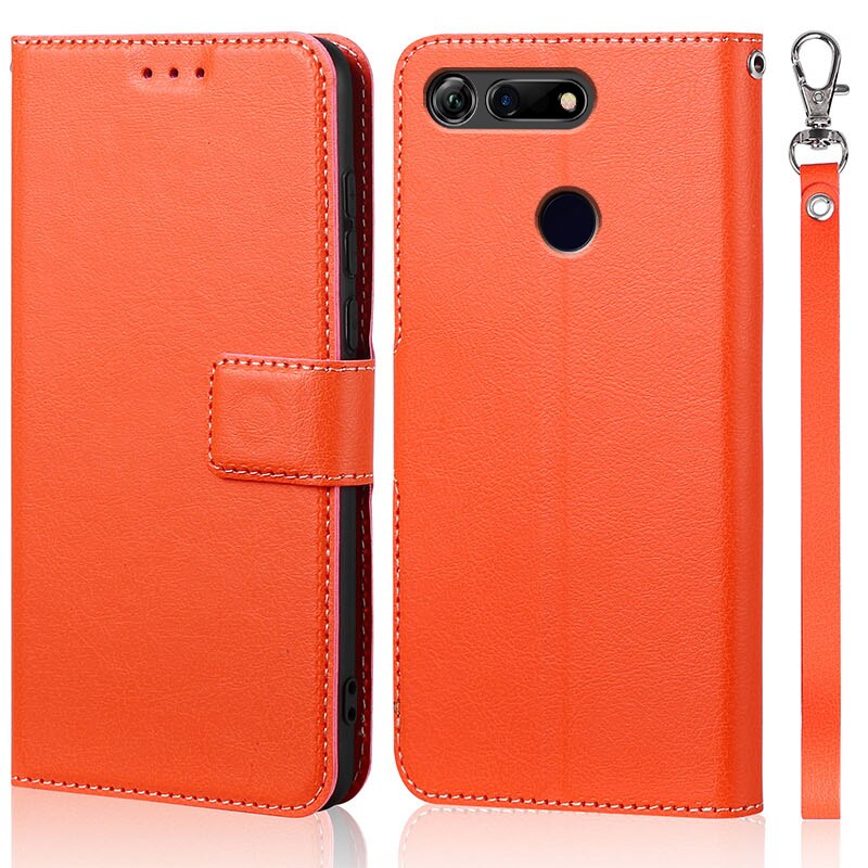 Coque en cuir à rabat pour Huawei Honor View 20, étui pour Honor View 20: Orange