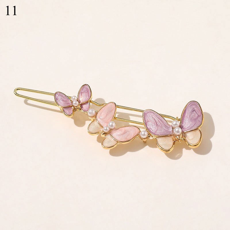 Vintage coloré perle épingles à cheveux géométrique papillon fleurs étoiles lune style pinces à cheveux doux coréen Barrette cheveux accessoires: 11