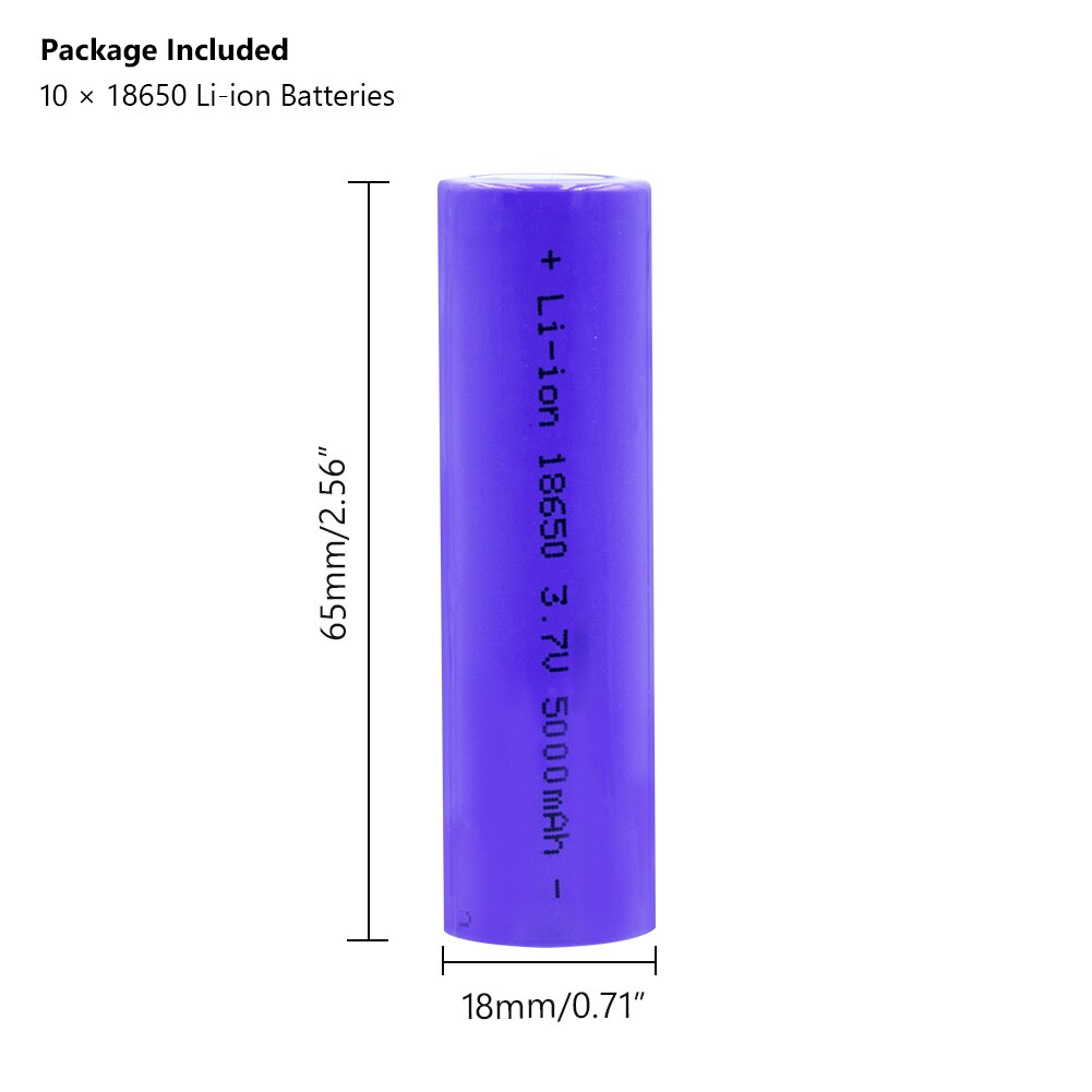 18650 batteri 3.7v 5000 mah hög-urladdning litiumjon litium li-polymer uppladdningsbar batteri batteri för led ficklampa fackla