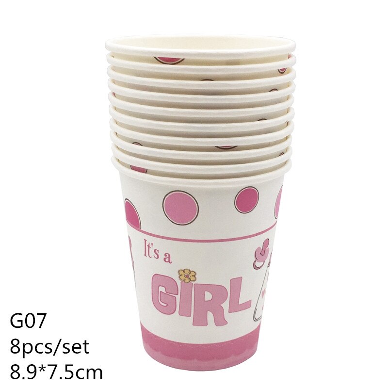 1Set Gender Reveal Napkin Cup Tablecloth Boy girl Balloon Kids baby Shower Birthday Birthday Favor Decoration Supplies: G09
