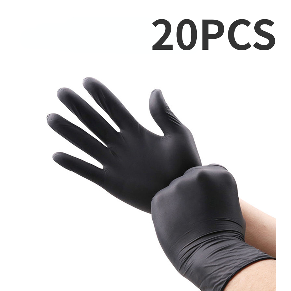 20 pièces gants en Nitrile noir gants en Latex jetables cuisine outil de nettoyage ménager gants de nettoyage ménager de jardin noir bleu rose: M / YELLOW