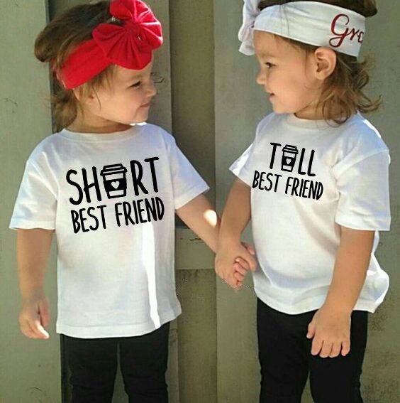 Korte Beste Vriend Tall Beste Vriend Jongens En Meisjes Unisex Beste Vriend Tshirt Korte Mouw Tops Tee Shirts Baby grappige Dragen