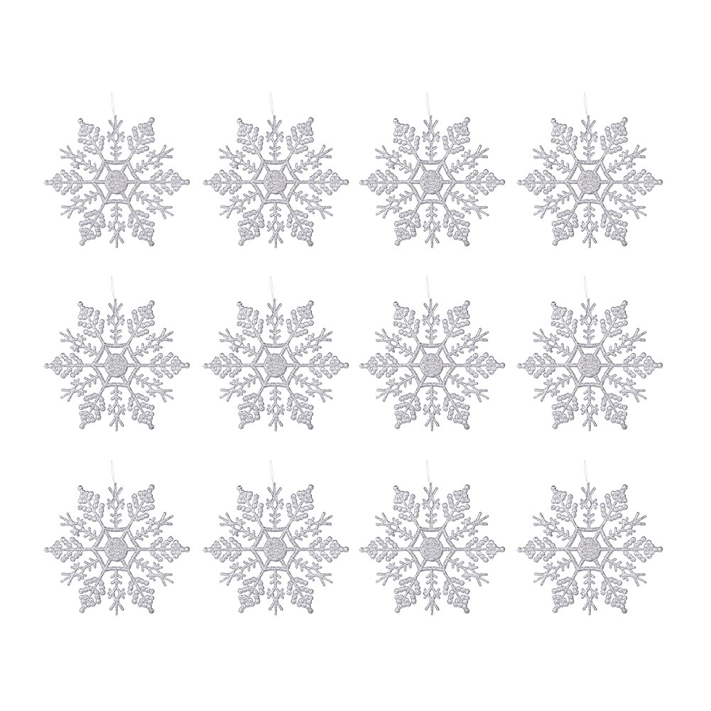 12 Pcs Kerst Sneeuwvlokken, 4.0 Inch Glitter Sneeuw Vlok Ornamenten Voor Xmas Nieuwjaar Thanksgiving Day Party Decor: SR