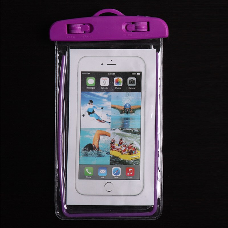 Swimming Bags Waterproof Bag with Luminous Underwater Pouch Phone Case For iphone xr 6 6s 7 8 plus universal all models 6.5 inch: purple