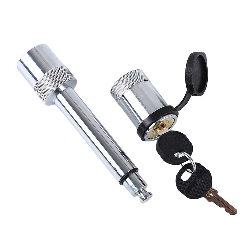 Cerradura de pasador de enganche de remolque resistente de 5/8 "Núcleo de cerradura de flor de ciruelo 2 llaves y tapa de goma para receptor de enganche de clase III, IV, V