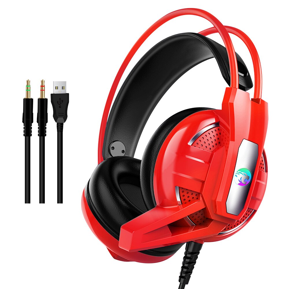 4D Stereo Stereo High-end LED Pro Gaming Headset for Nintendo Switch PS4 Xbox One & PC HD Mic Gaming Headset Wired Headphones: Red A12