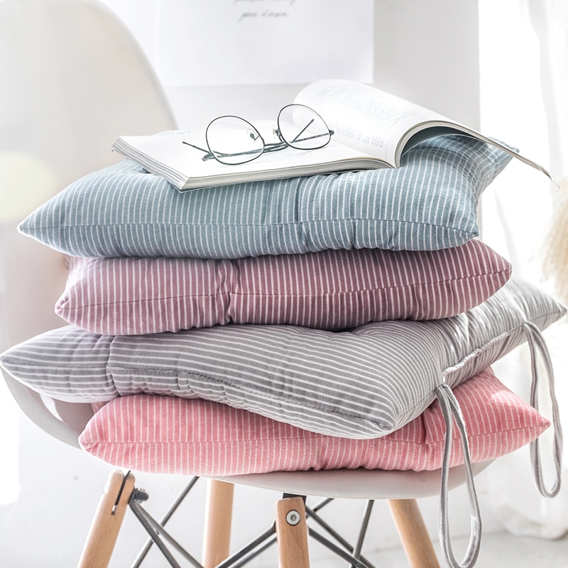 1pc 35*35cm Plush Chair Cushion Dining table Chair cushion Autumn and Winter Stripes Thickening Chair Cushion