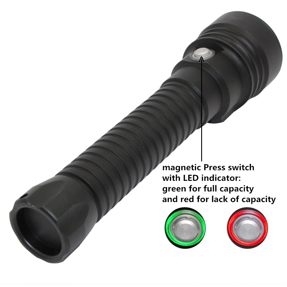 Xhp 70 dykkerlommelygte 4000lm undervandslygte xhp 70.2 led vandtæt lampe hvid/gult lys  + 26650 batteri + oplader