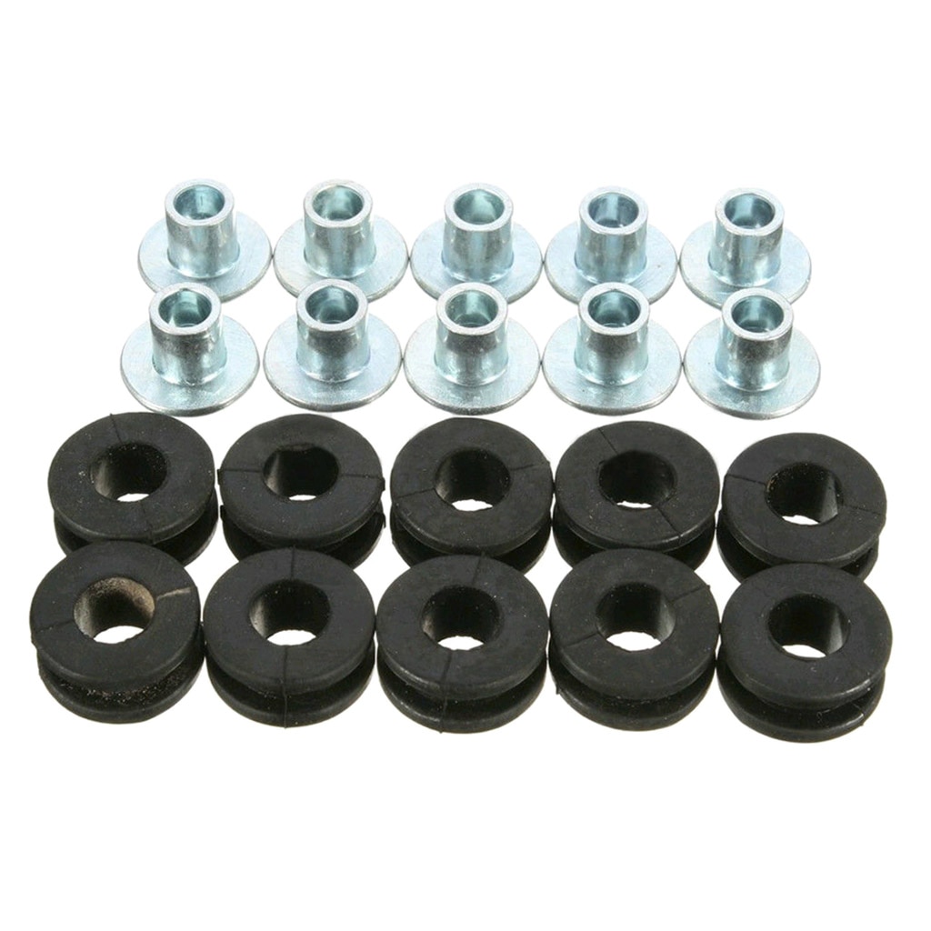 10pcs 10.7mm Round Rubber Grommet Assortment Kit with Bolts for Most Fairings/Cowling Pieces
