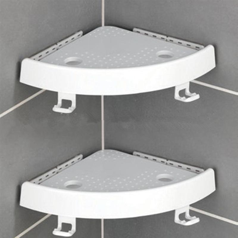 1 pc plast punch gratis opbevaring rack badeværelse trekant hylde pladsbesparende hjørne hylde husholdning køkken opbevaring holder