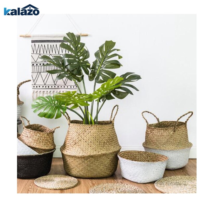 Folding Basket Seaweed Wicker Baskets Dirty Laundry Storage Basket Home Storage Simple Decoration