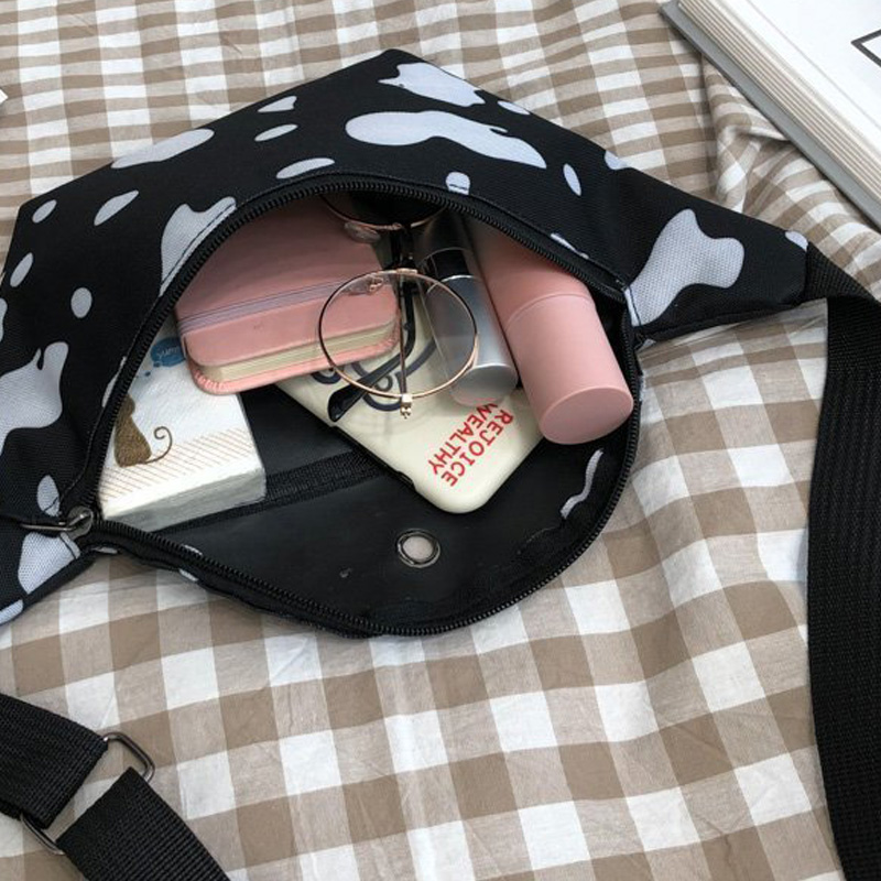Pochete feminina com estampa de vaca, bolsa de cintura de pano oxford para mulheres, designer de moda, pochete, cinto feminino, bolsa de ombro transversal de peito, bolsa de quadril