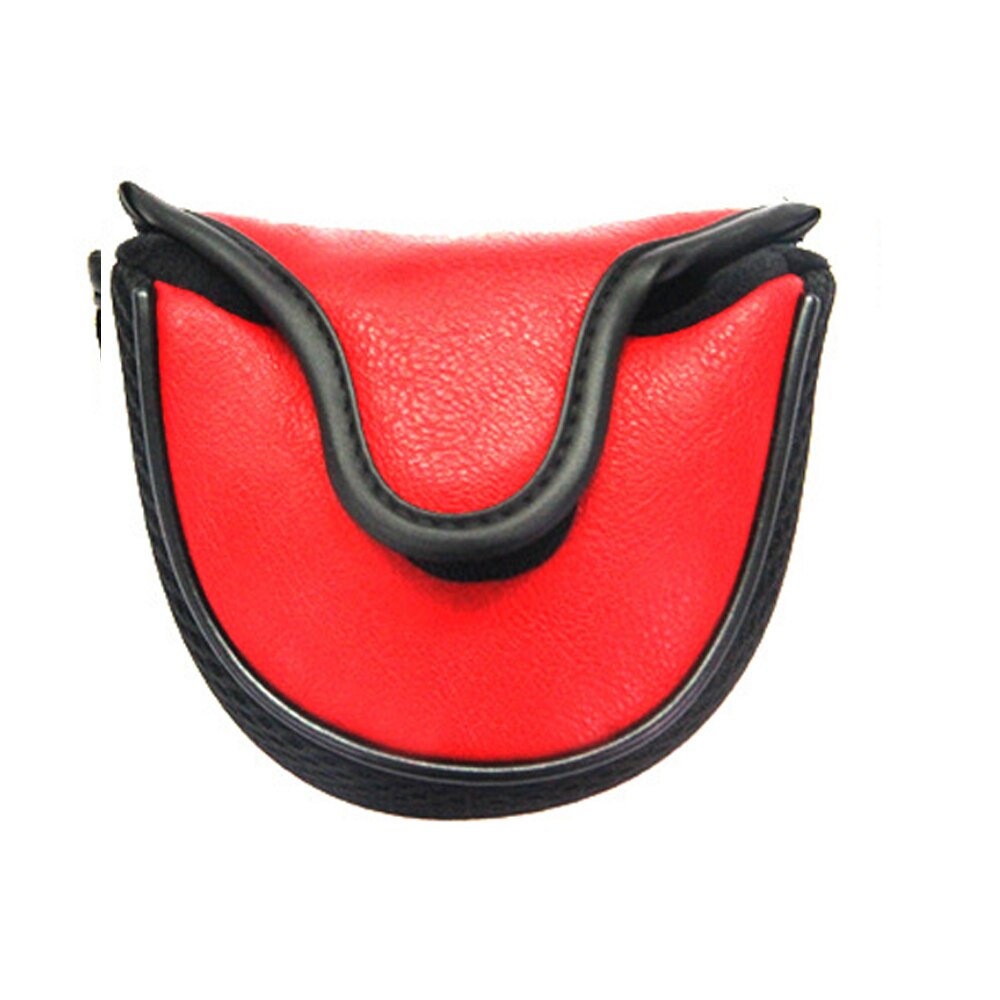Golf Pusher Sleeve PU Leather Golf Putter Cover Universal Semi-circular Easy Clean Practical Lightweight Protection Waterproof: Red