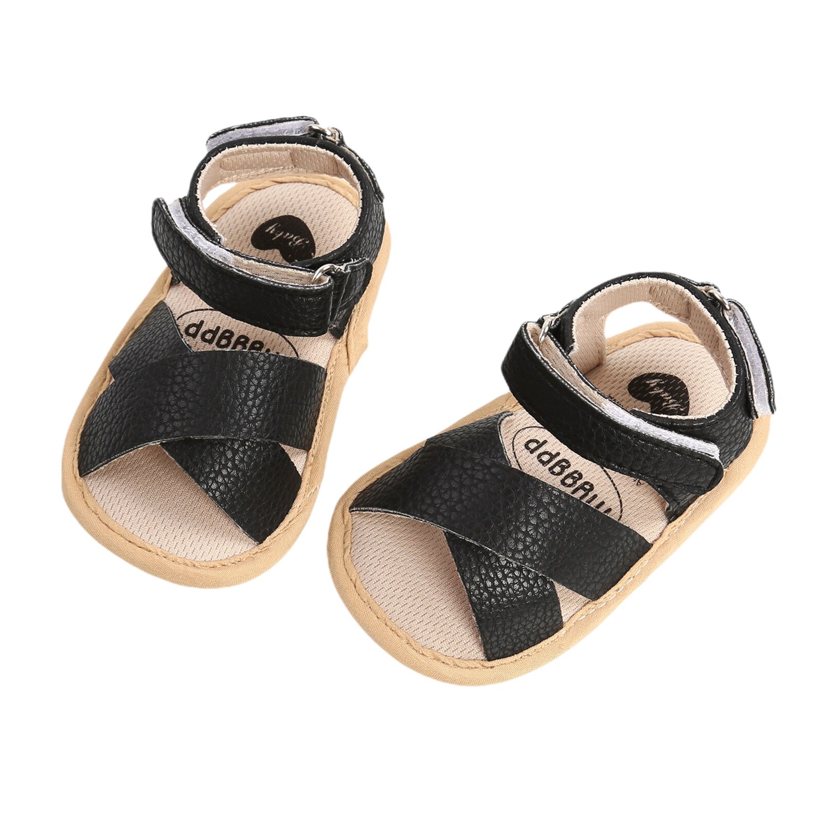 Baby Boys Girls Leather Shoes Summer Sandals Anti-Slip Open Toe Infant Flat Shoes With Criss Cross Strap Shoes 0-18Months