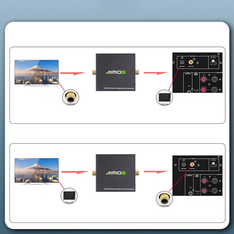 2 Way Optische Spdif Toslink Naar Coax Of Coaxiale Optische Spdif Toslink Bi-Directionele Schakelaar Digitale Audio Converter