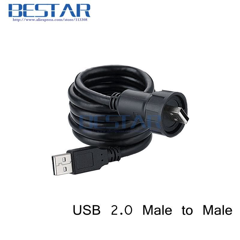 USB 2.0 Panel Mount IP67 Waterproof USB2.0 Connector Cable 1m 3ft USB Socket Male to Female Extension cord cables Water Proof: Male to Male