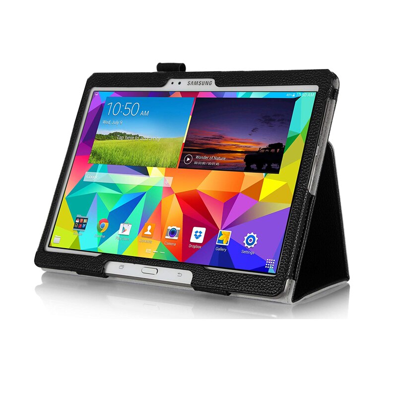 Per il caso di Samsung Galaxy Tab 10.5 S Sottile Retro Pieghevole Del Basamento DELL'UNITÀ di elaborazione Copertura Astuta di Cuoio Tab S 10.5 SM-T800 SM-T801 t805 Casi Tablet