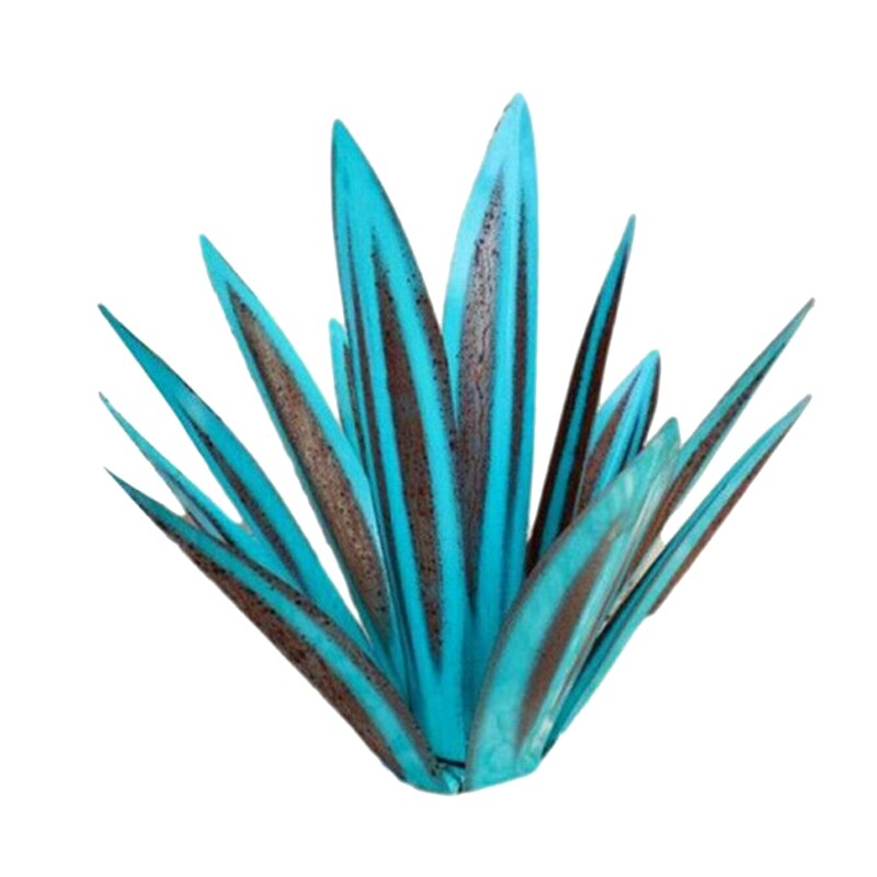 Simulation de plante d'agave artistique, Sculpture rustique en métal, bricolage, pour Patio extérieur, décoration de jardin, piquets de décoration de pelouse, Statue de maison: 35Blue