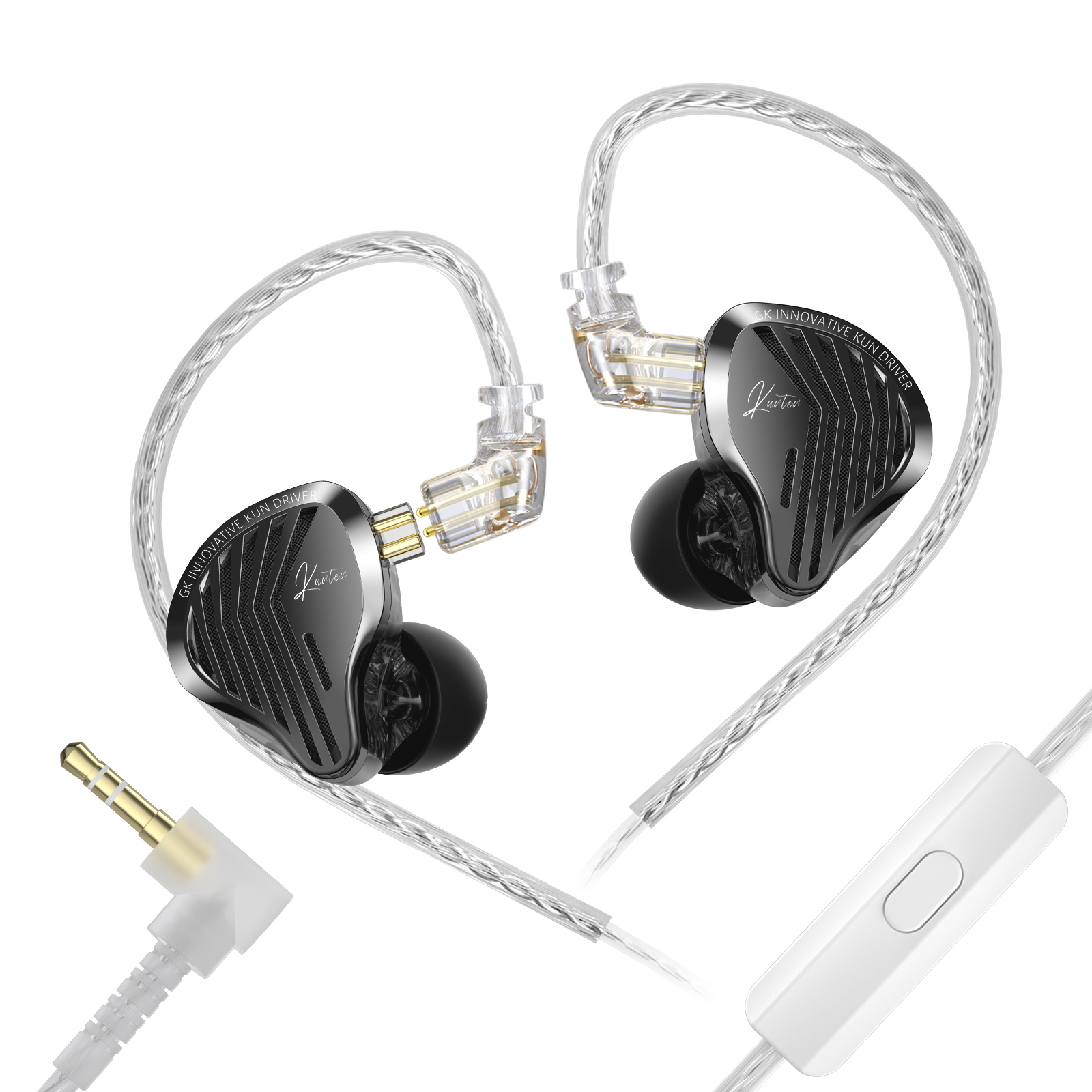 GK KUNTEN HiFi Bedrade Koptelefoon Zware Bas 3.5mm Type-C Dual Zilveren Kabel In-Ear Oordopjes met Microfoon voor Gaming Muziek PK KZ