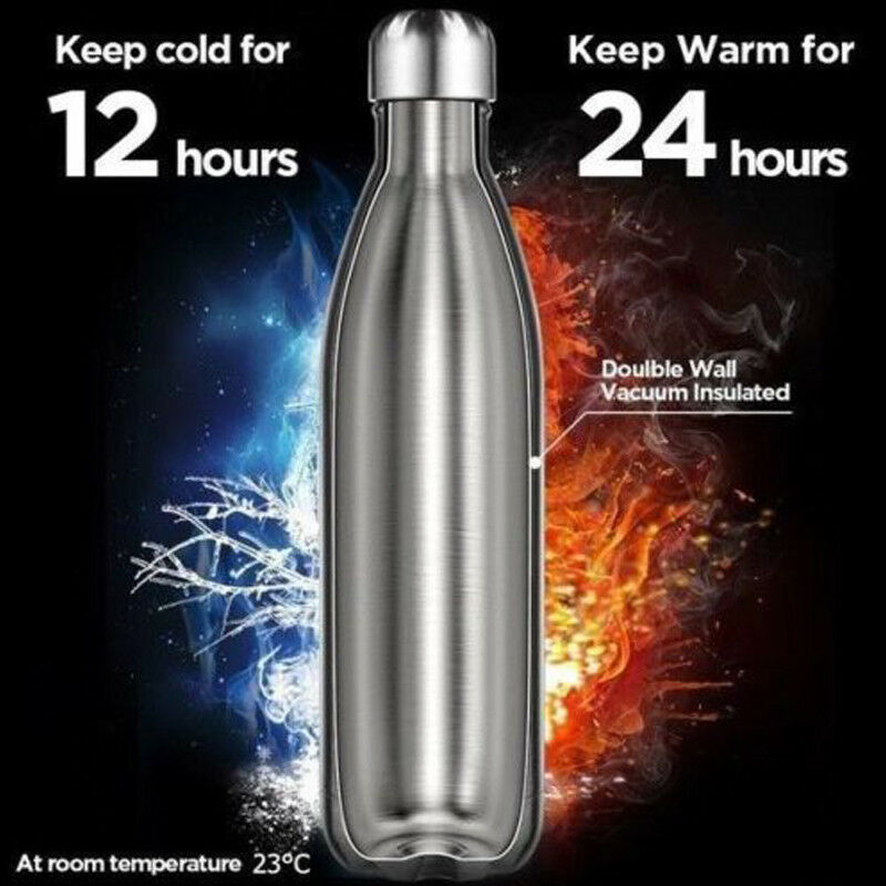 500ML Roestvrijstalen Vacuüm Geïsoleerde Water Fles Dubbele Wand Thermos Houden Warm/Koud voor 12 Uur Thee Koffie drinken Fles
