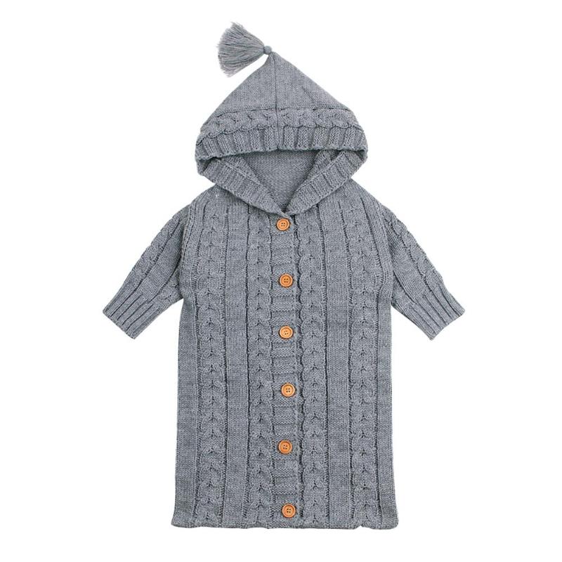 Caldo di inverno del lavorare a maglia Del bambino Sacchi A Pelo con Manica Primavera tutto'uncinetto Appena nato Delle Ragazze Dei Ragazzi Sacchi di Sonno infantile Passeggino Buste 0-12M: Grigio