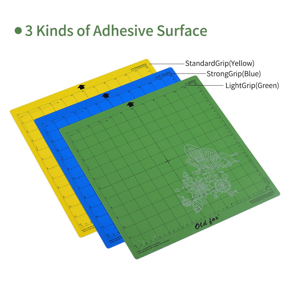3Pcs 12*12Inch Non-Slip Replacement Cutting Mat StrongGrip/StandardGrip/LightGrip Adhesive Gridded Cutting Mats Cutting Machine