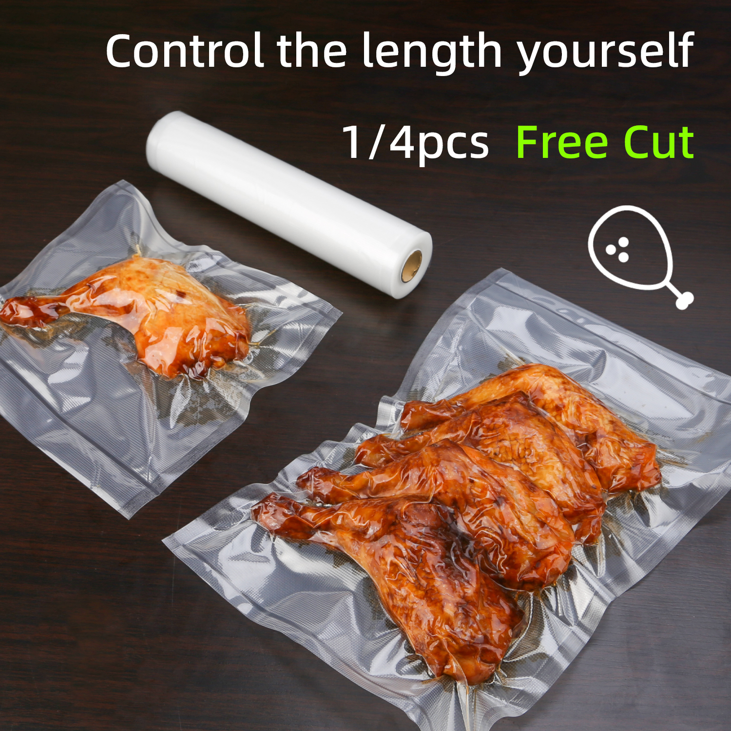 5-Pack Vacuum Sealer Bags: Anti-Puncture Tech, Thick PE+PA, Textured. Fits All Machines, BPA-Free. Keeps Meat, Veggies Fresh Lon
