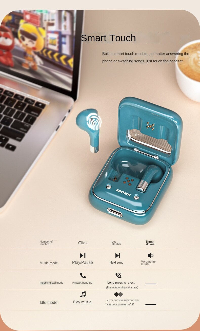 Mobile Phone Accessories Wireless Bluetooth Headset Semi In Ear Sports Waterproof and Noise Reduction Stereo Retro Headset