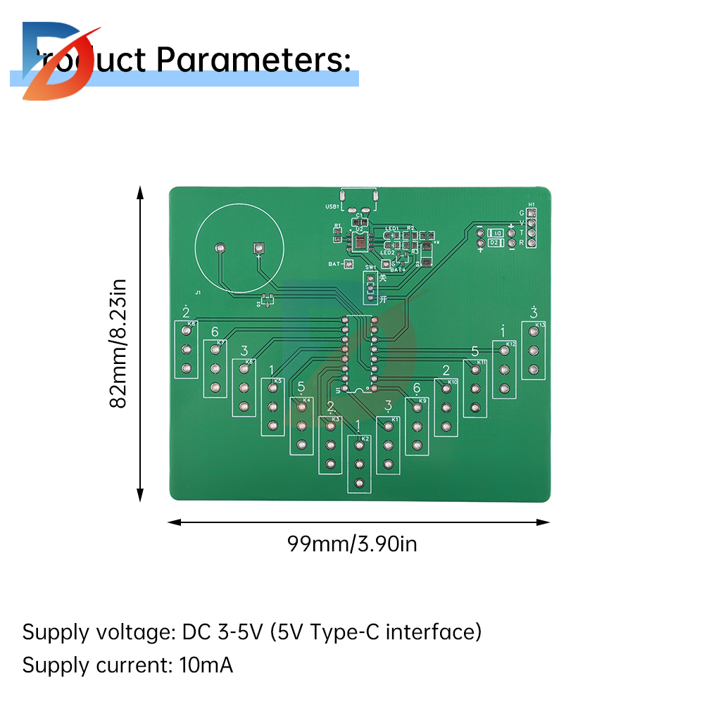 Elektronisches Kalimba-DIY-Bausatz, DC 3–5 V, pentatonisches Instrument, Schweißübungen, lustige Leiterplattenteile Typ C, ohne Batterie