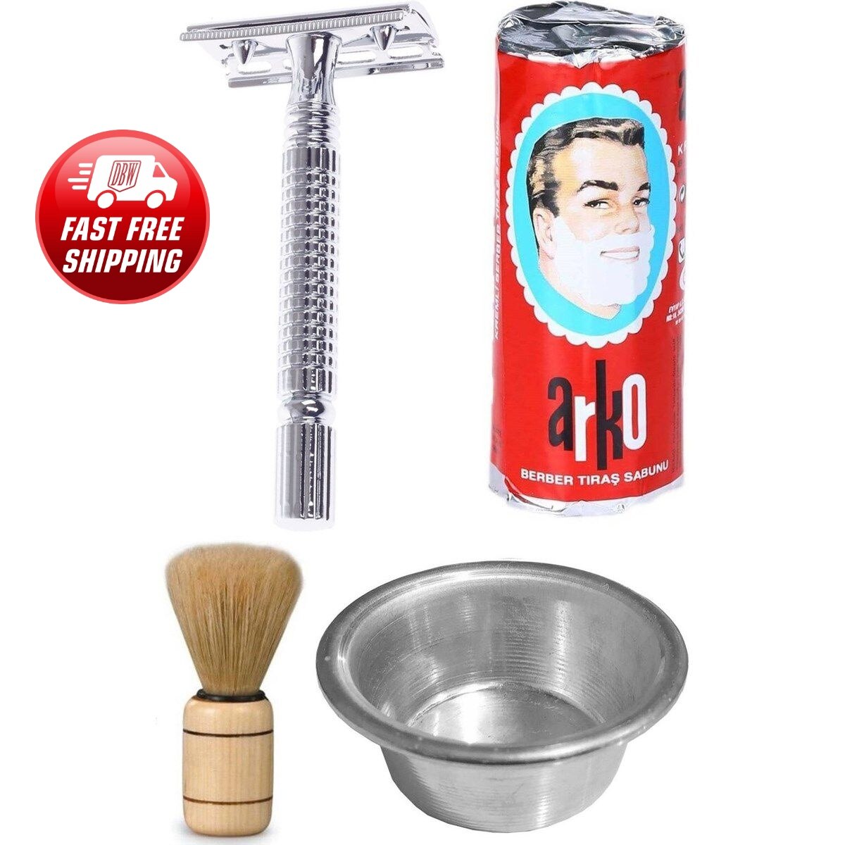 Arko Shaving Soap + Razor + Shaving Brush + Foaming Bowl + 10 PCs razor Complete Set Grandado