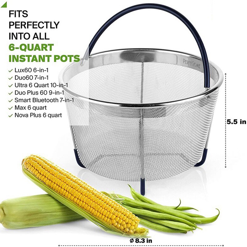 Steamer Basket for Instant Pot Accessories 304 Stainless Steel 6 Qt Pressure Cooker Accessories for Rice Egg Vegetable Meat