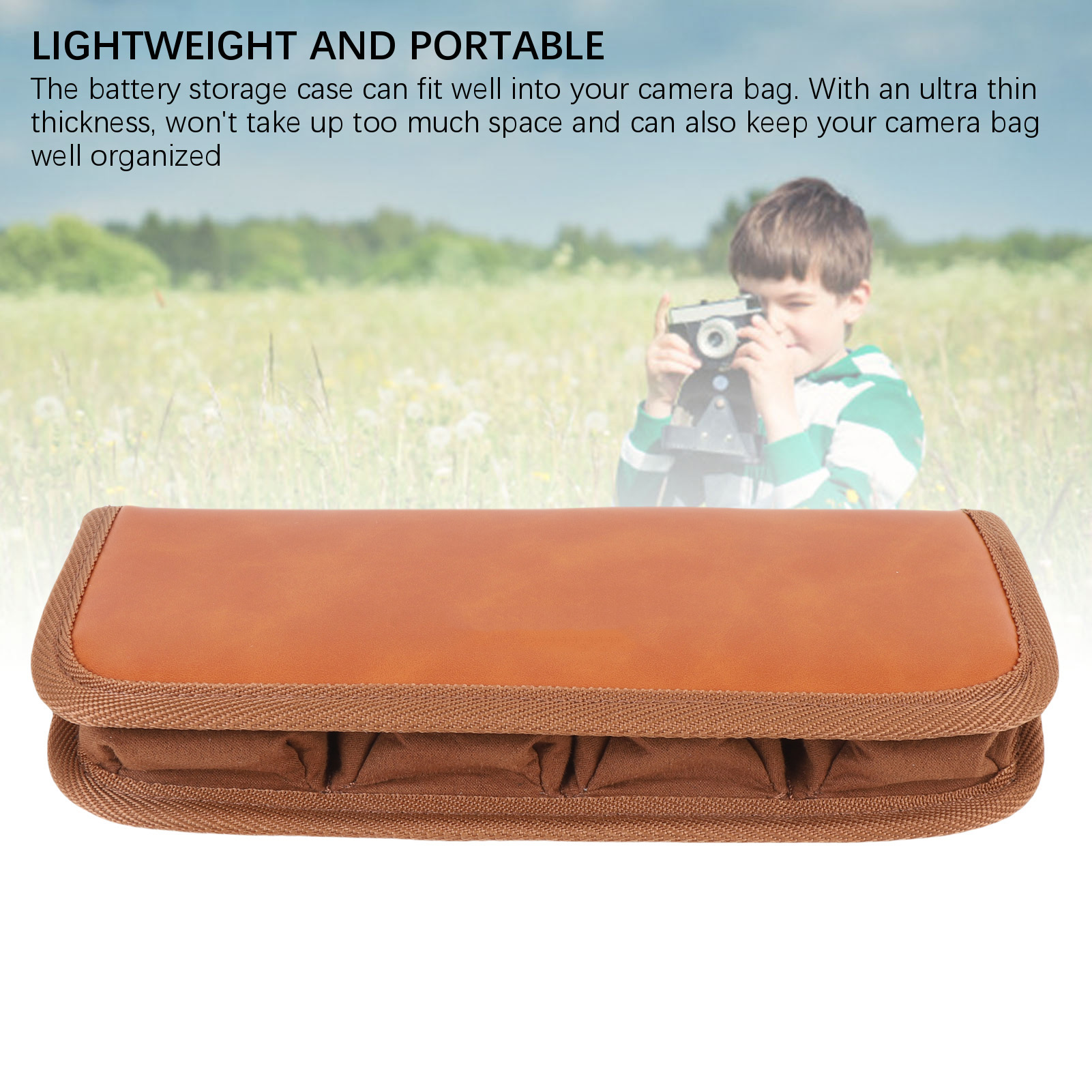 Camera Battery Bag Retro Prevent Scratch Camera Battery Pouch Large Capacity PU Leather Lightweight Protective for Memory Card