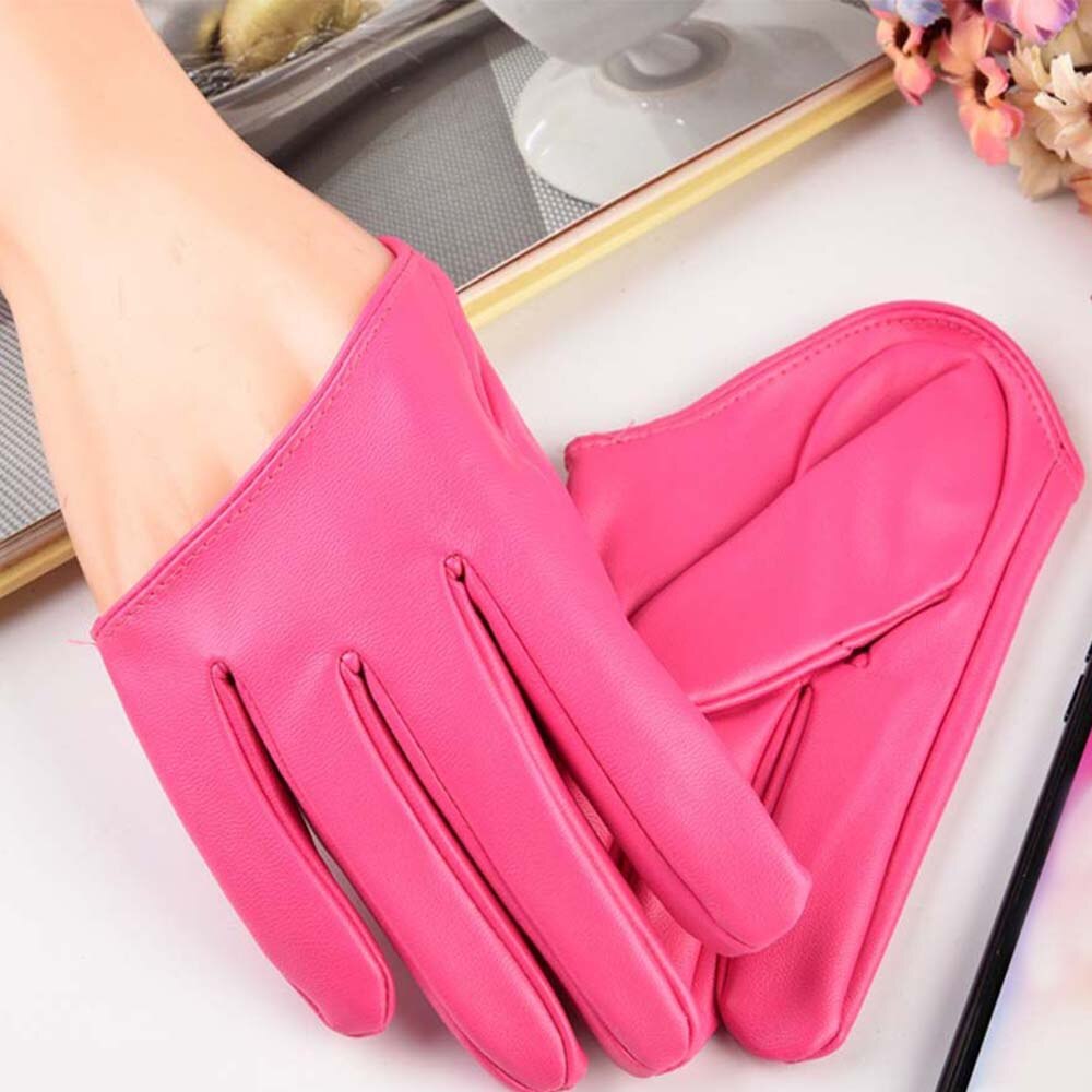 Women's Leather Gloves Half Palm Gloves Half Full Finger Driving Show Jazz Gloves Pole Dance Performance Gloves: 12