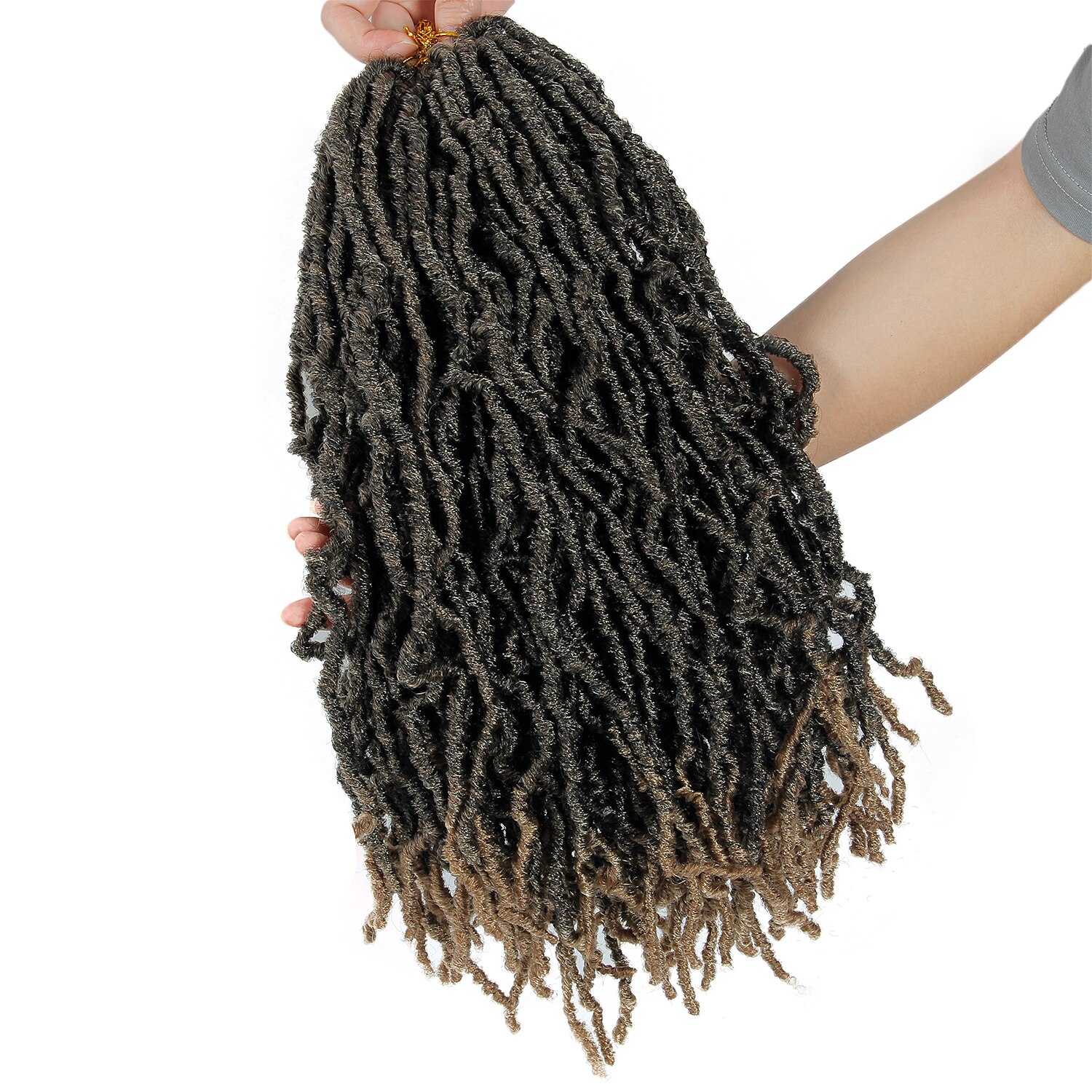 Curly Nu Locs Crochet Hair 18Inch Goddess Faux Locs Braiding Hair Natural Wavy Dreadlocks Synthetic Hair Extensions Hair Braids: T1B/27 / 6Pcs/Lot