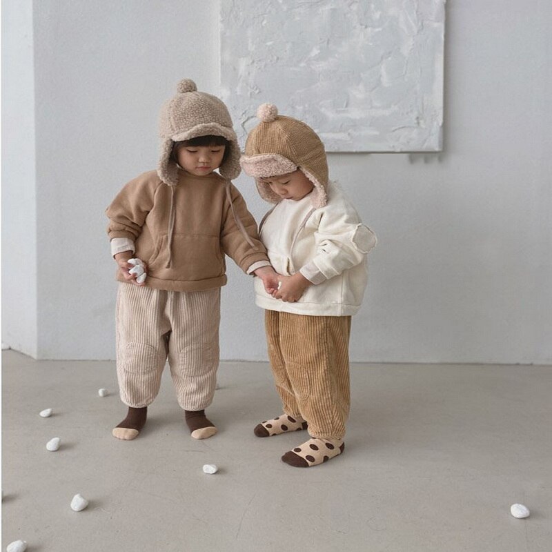 Koreaanse Stijl Herfst Kinderen Meisjes Jongens Broek Corduroy Losse Radijs Broek Kinderen Uitloper Mode Kleding E3000
