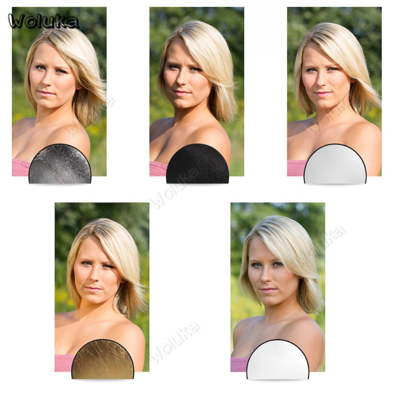 Rund reflektorplate 80cm 5 i 1 sammenleggbar fotografifyll lys bærbar reflekterende mykt lysplate fotostudio  cd50 t10
