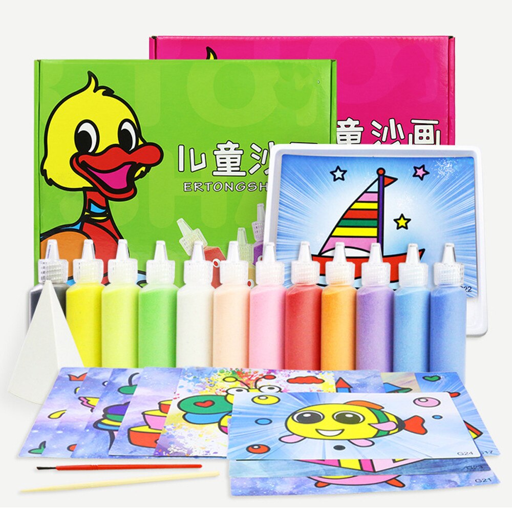 Giocattolo per bambini pittura a sabbia fai-da-te per bambini set da tavolo da disegno BubbleSand immagine fatta a mano carta artigianale sabbia disegnare arte