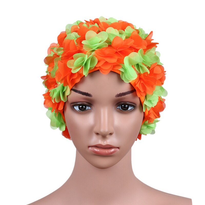 Vintage Floral Ladies Woman Swim Cap Petal Retro Swimming Hat Flower Bathing Cap Attractive Hat #